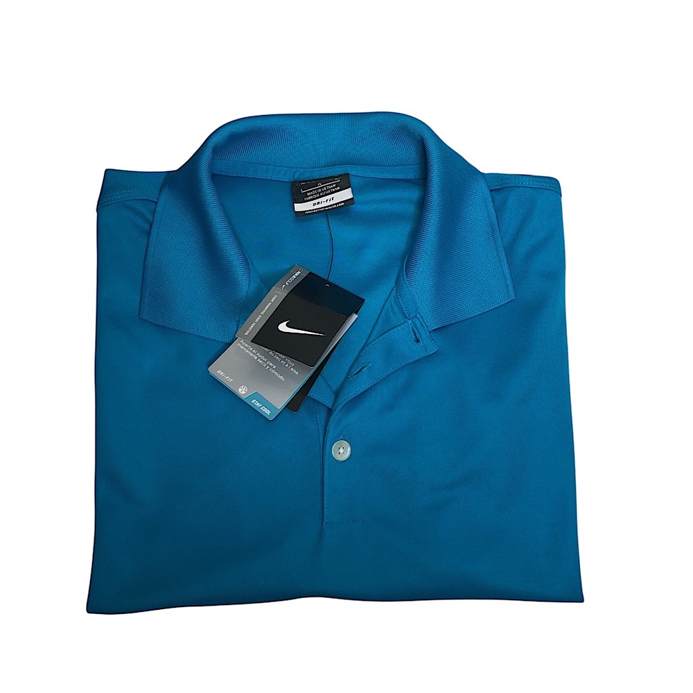 Nike Golf 373807 Dri Fit Mens Blue Short Sleeve Polo Shirt L